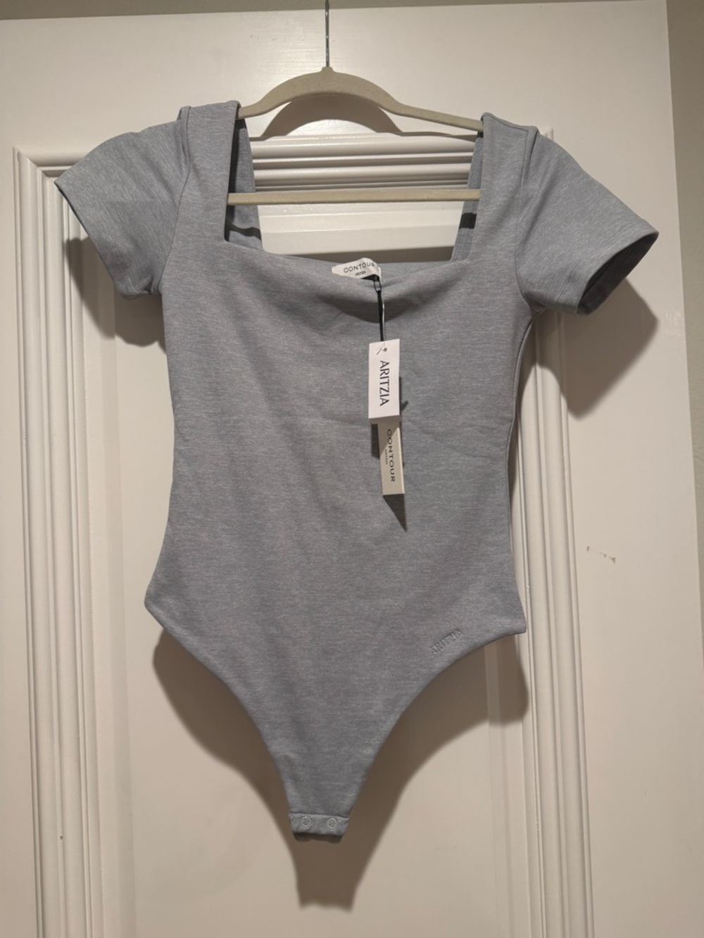 Aritzia Light Gray Square Neck  One-Piece Bodysuit